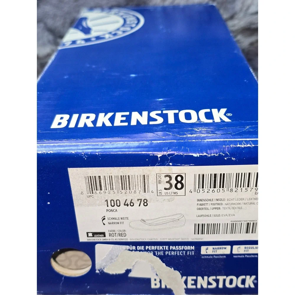 NWB Birkenstock Ponca Red Ballet Flats Slip On Shoes Women Size 38 US 7 Narrow - Picture 6 of 7